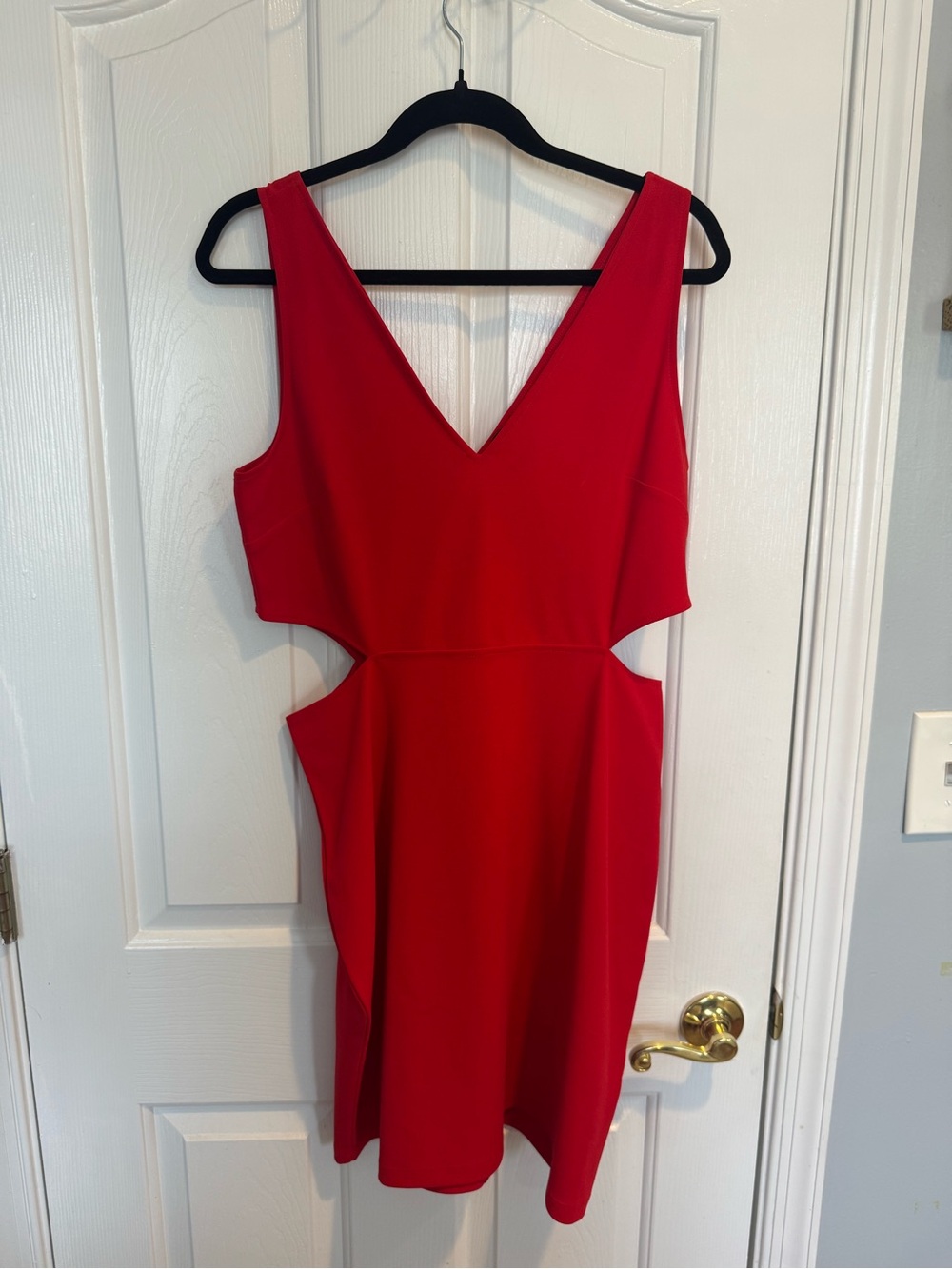 Red Cutout V-Neck Women’s Dress Express